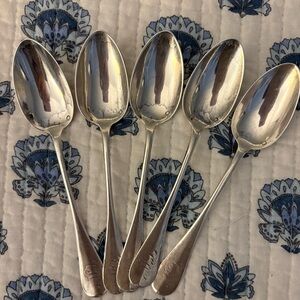Antique silver spoons Minerva hallmark